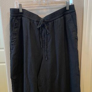 a new day Women's Black Linen-Blend Wide Leg Pants